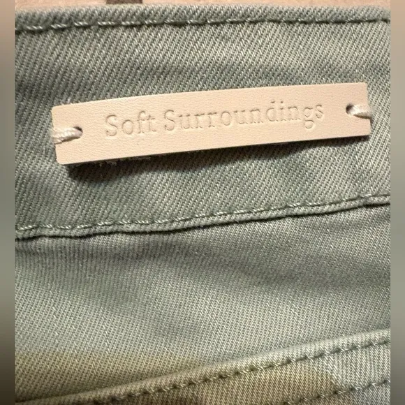 NWT Soft Surroundings Women’s 10 Fly Front Straight Leg Ultimate Denim Light Grn