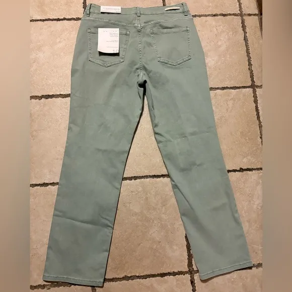 NWT Soft Surroundings Women’s 10 Fly Front Straight Leg Ultimate Denim Light Grn
