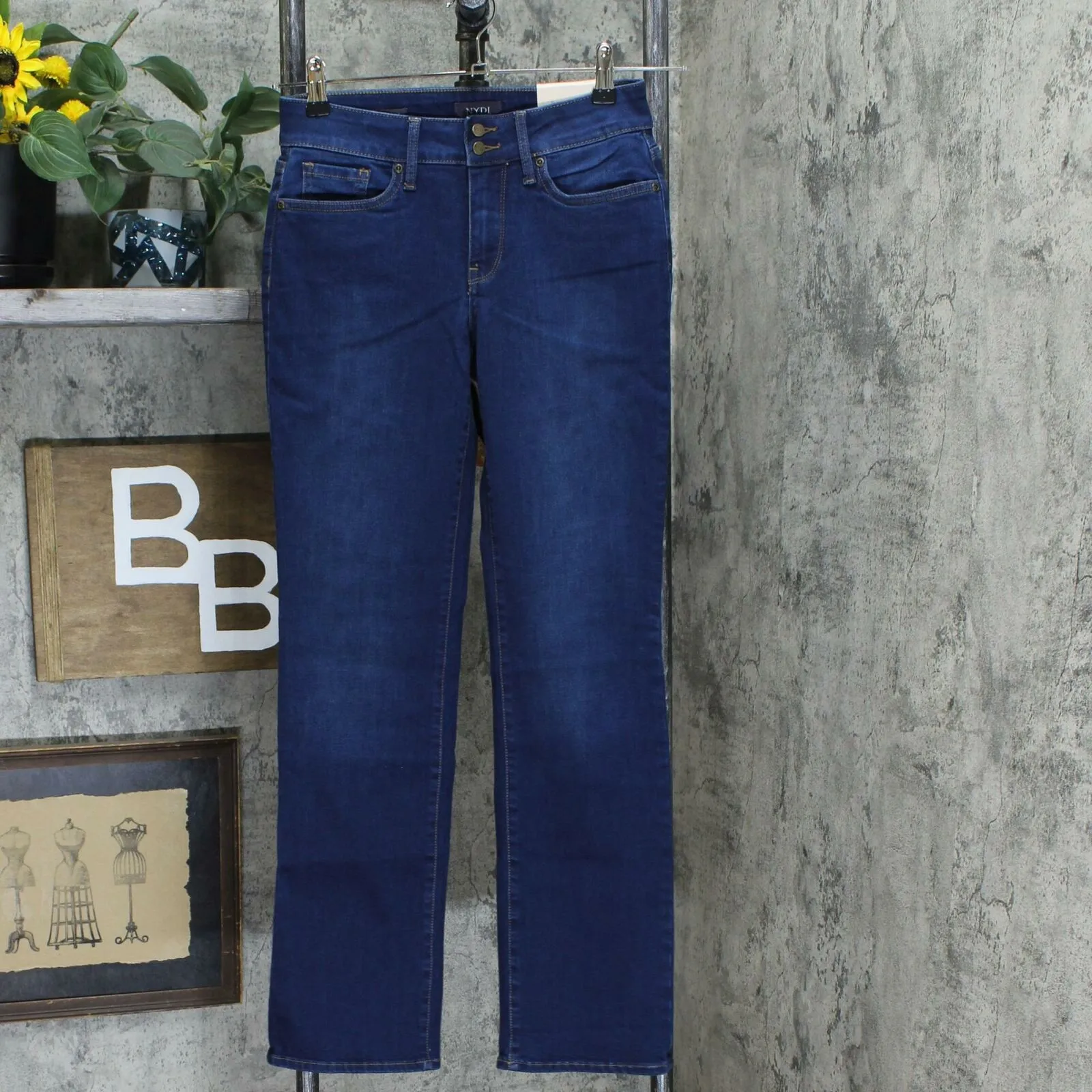 NYDJ Petite Marilyn Straight-Leg Jeans With Double Button Closure