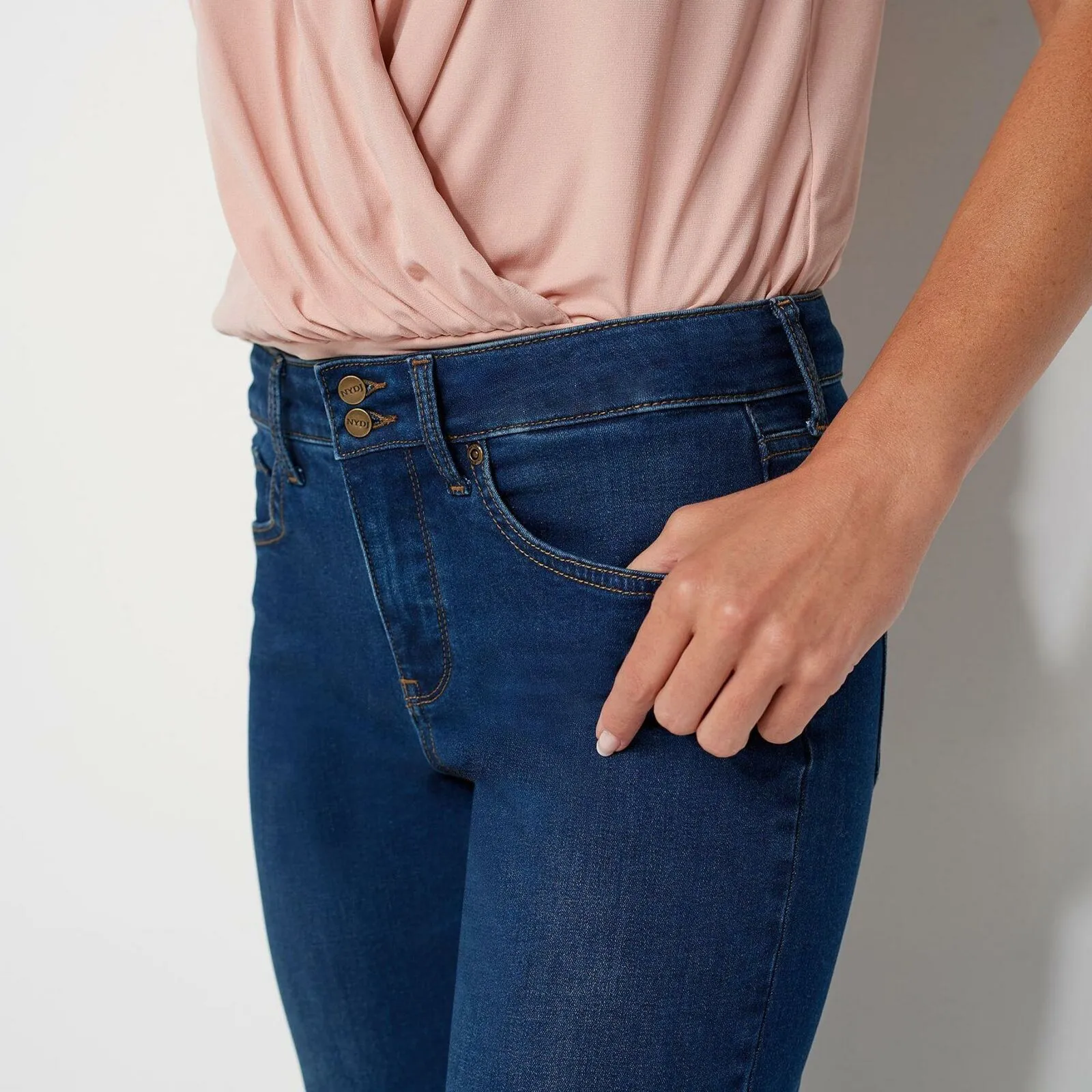 NYDJ Petite Marilyn Straight-Leg Jeans With Double Button Closure