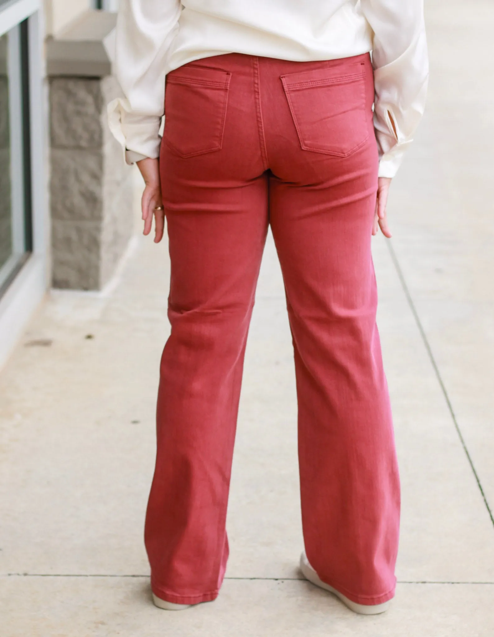 Off to Fall Judy Blue Straight Leg Jeans in Burgundy