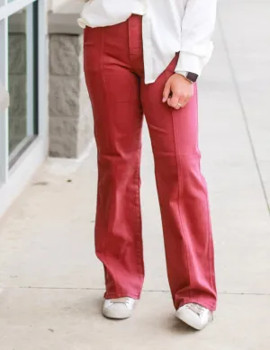 Off to Fall Judy Blue Straight Leg Jeans in Burgundy