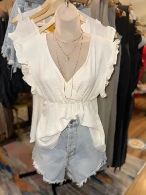 Off White V-Neck Blouse