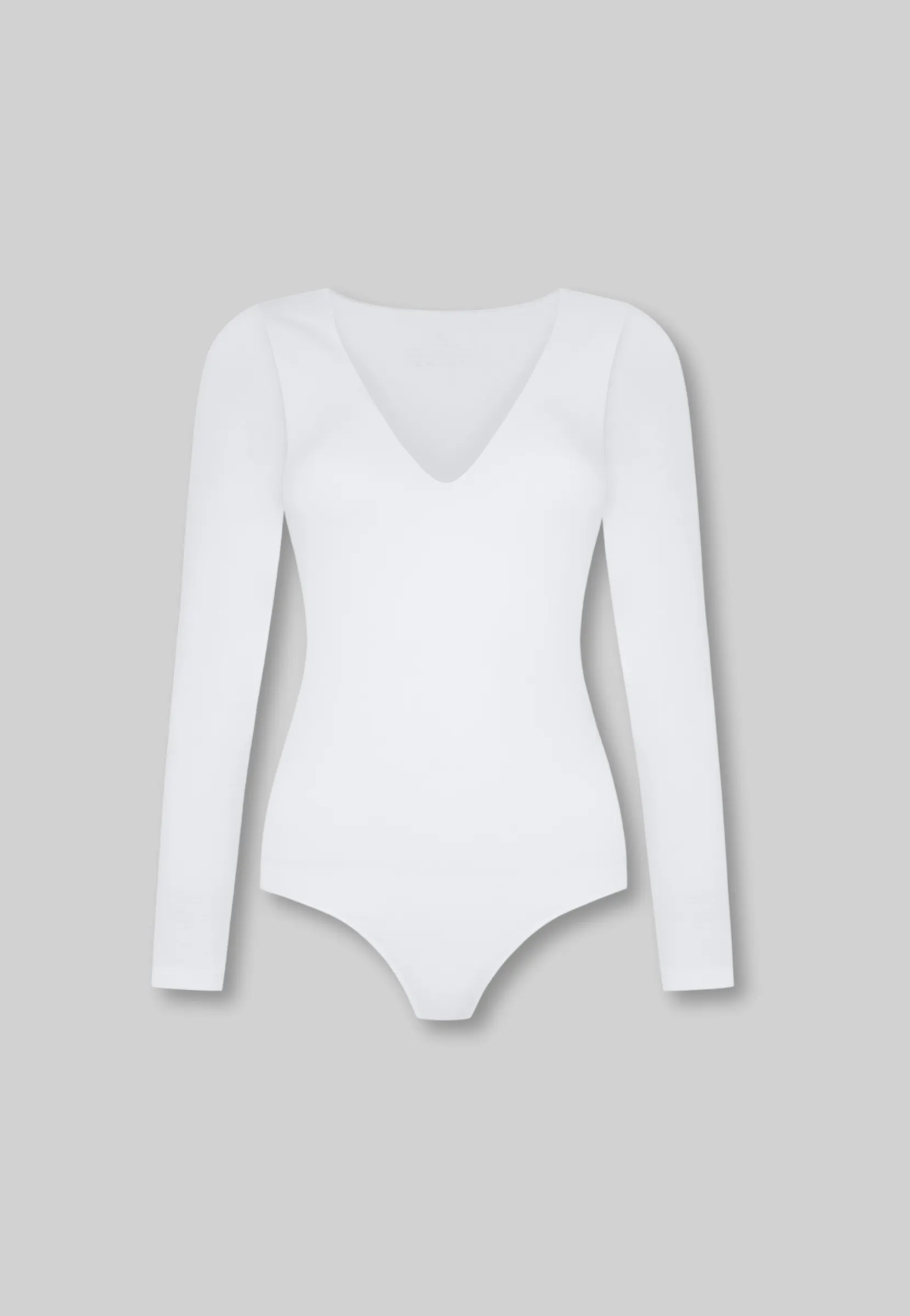 Organic Cotton Long Sleeve V-Neck Bodysuit, White