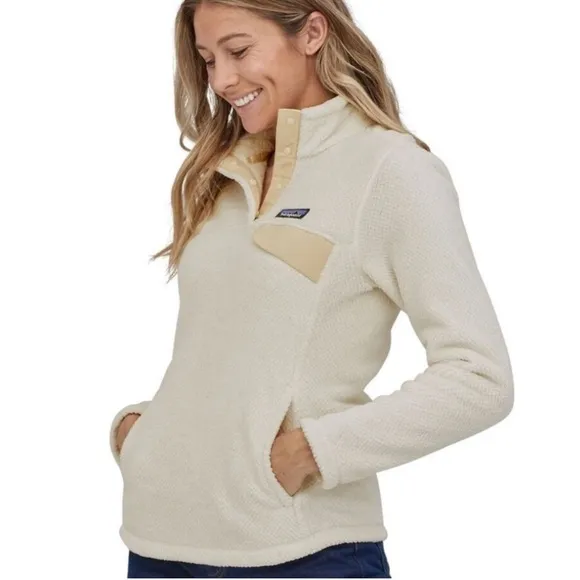 Patagonia Re-Tool Snap-T Fleece Polartec Pullover Cream White Size Large