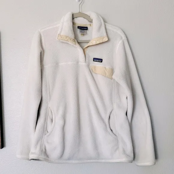Patagonia Re-Tool Snap-T Fleece Polartec Pullover Cream White Size Large