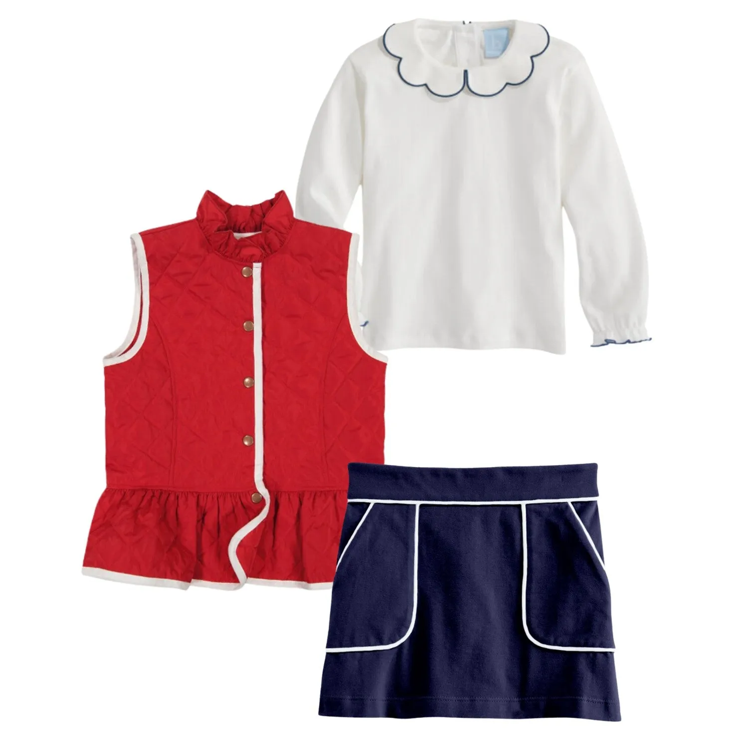 Peplum Puffer Vest -- Red w/ Ivory