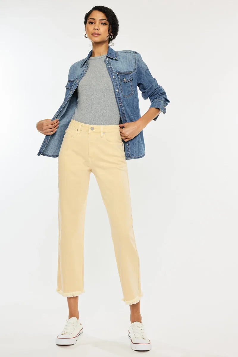 Peppermint High Rise Cropped Straight Leg Jeans