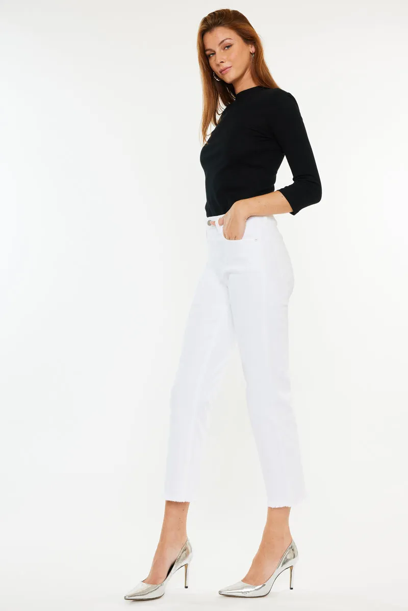 Peppermint High Rise Cropped Straight Leg Jeans