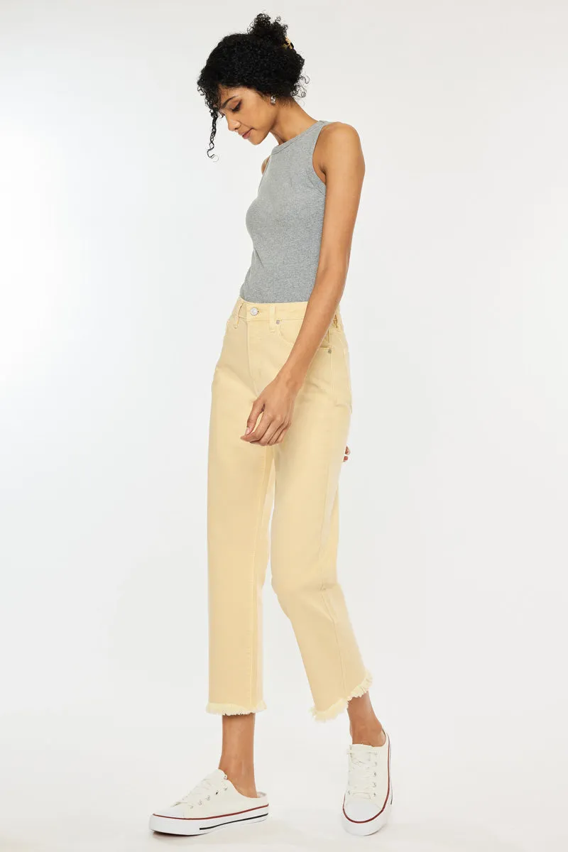 Peppermint High Rise Cropped Straight Leg Jeans