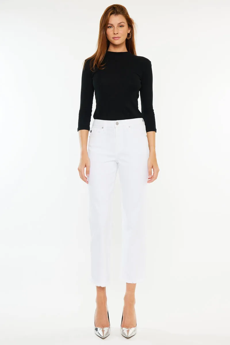 Peppermint High Rise Cropped Straight Leg Jeans