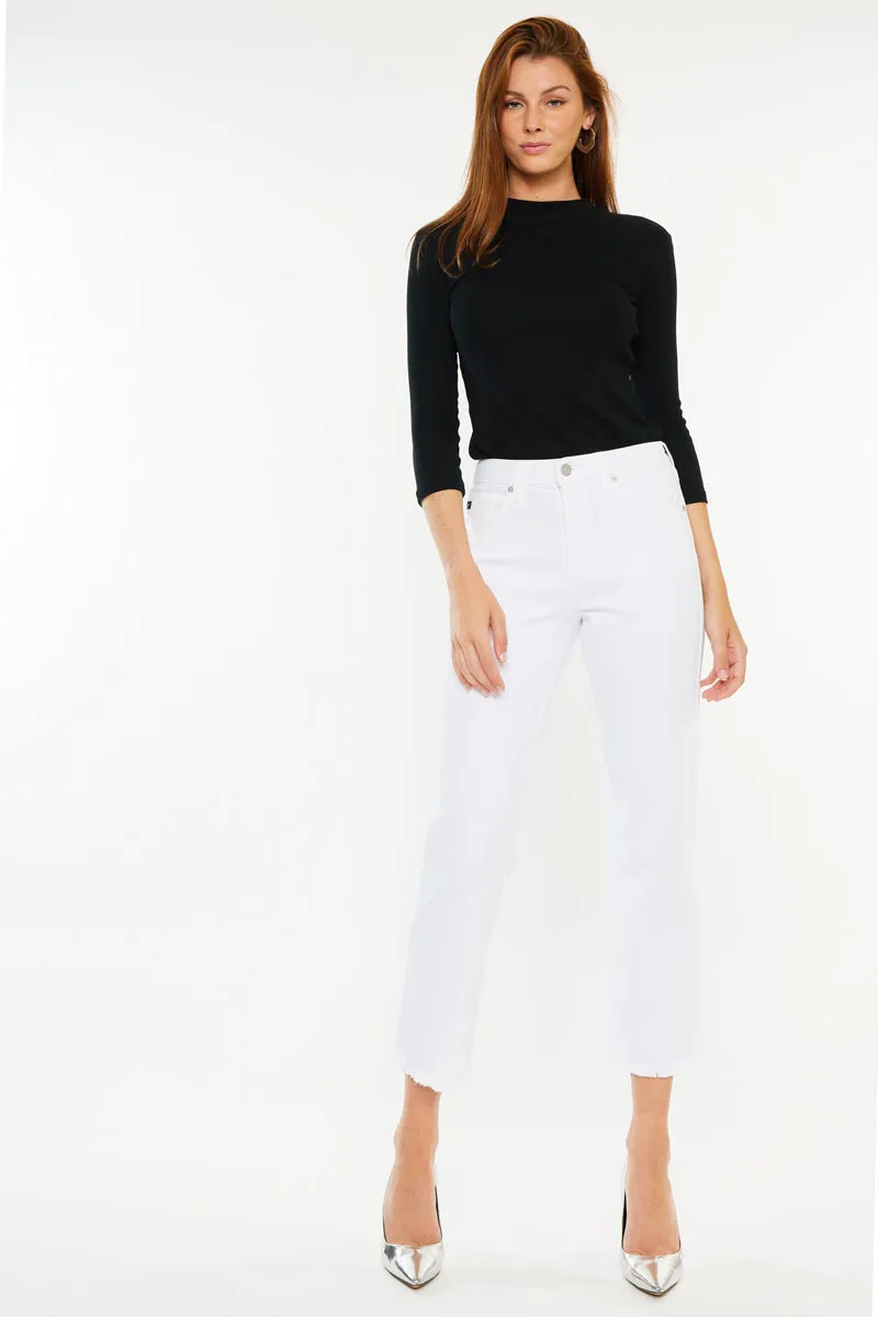 Peppermint High Rise Cropped Straight Leg Jeans