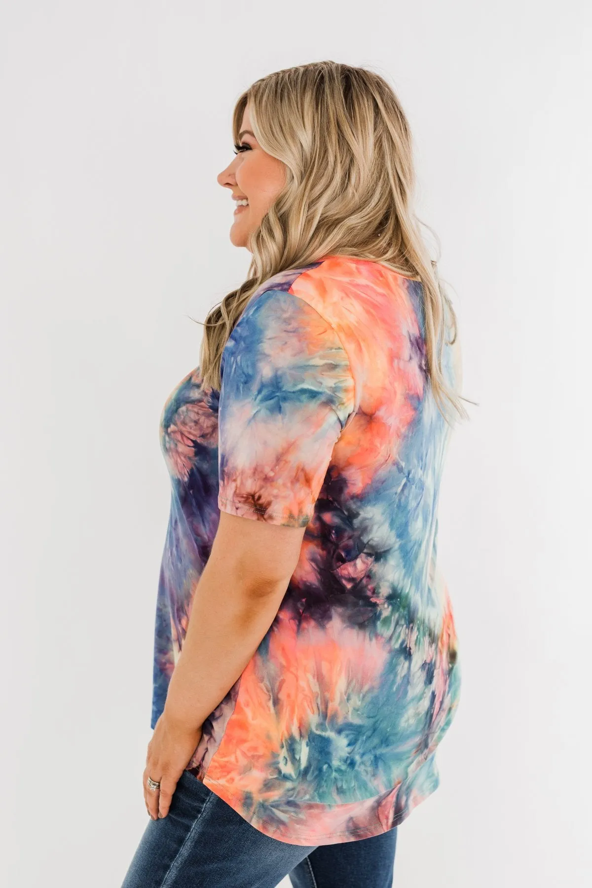 Perfect Things V-Neck Tie Dye Top- Multi-Color
