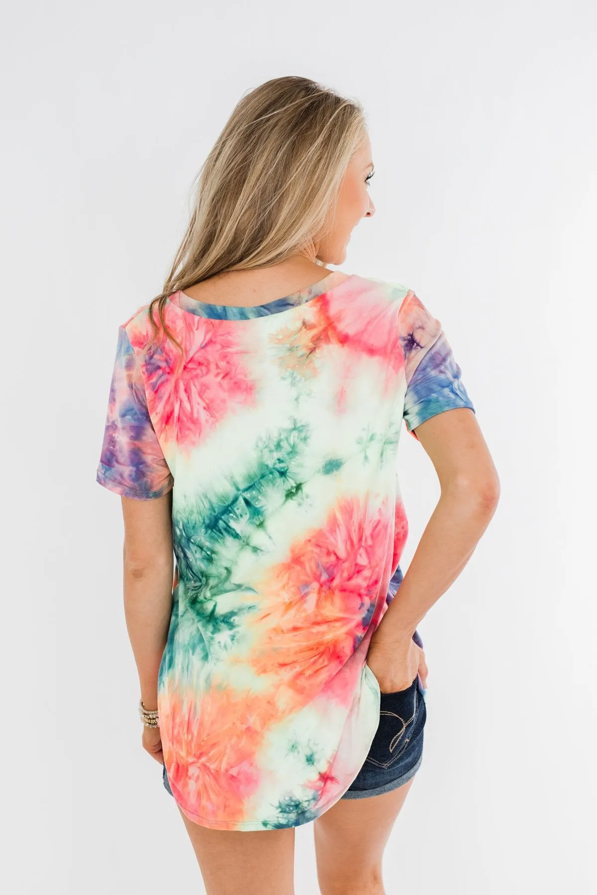 Perfect Things V-Neck Tie Dye Top- Multi-Color