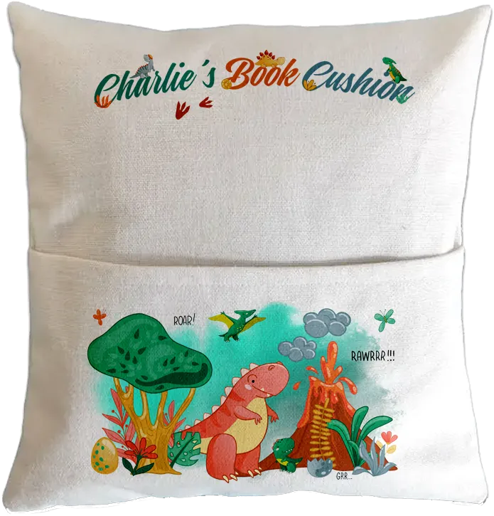 Personalised Dinosaur T-Rex Book Pillow