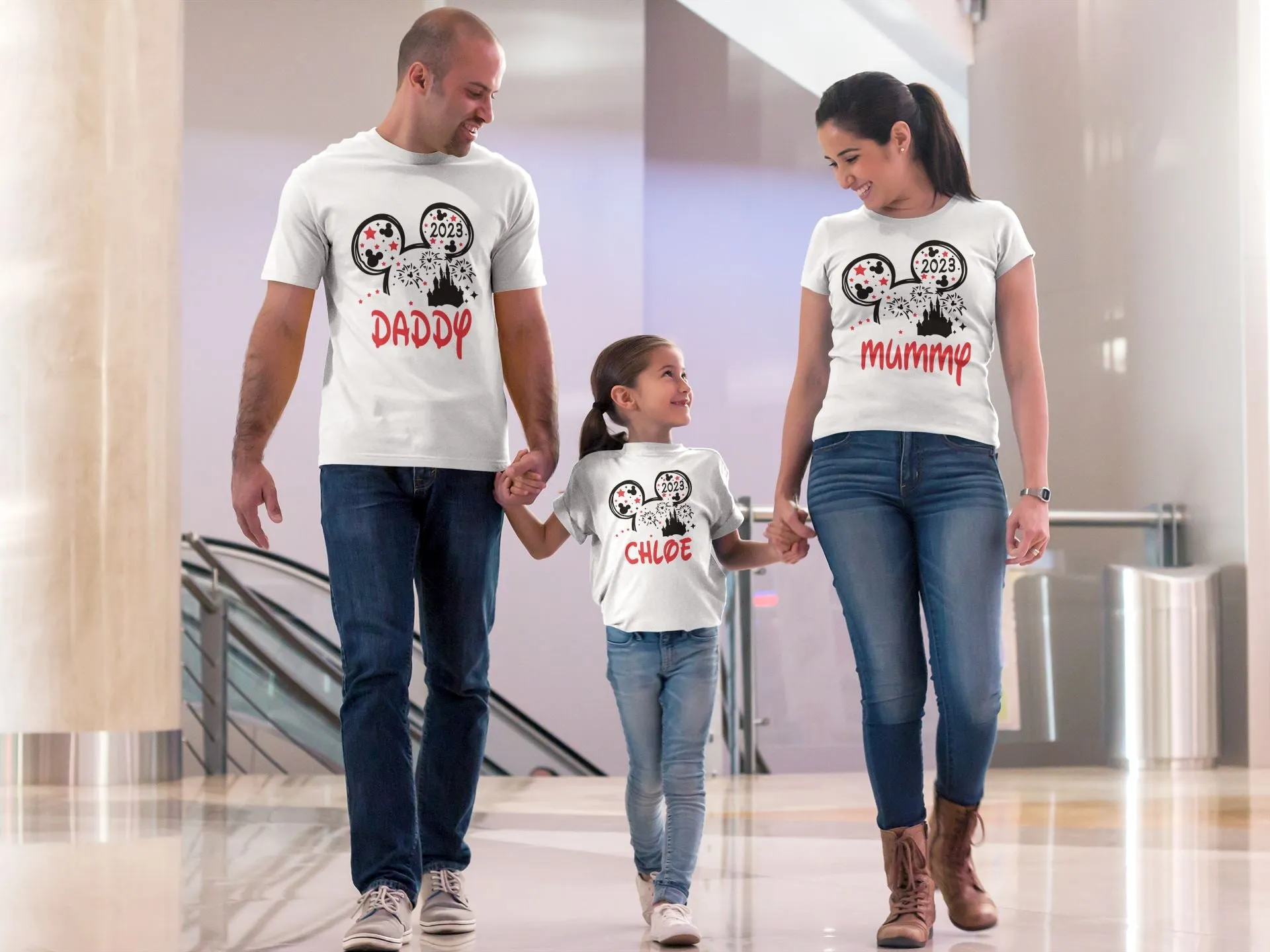 Personalised Family Matching Holiday Mouse T-shirts
