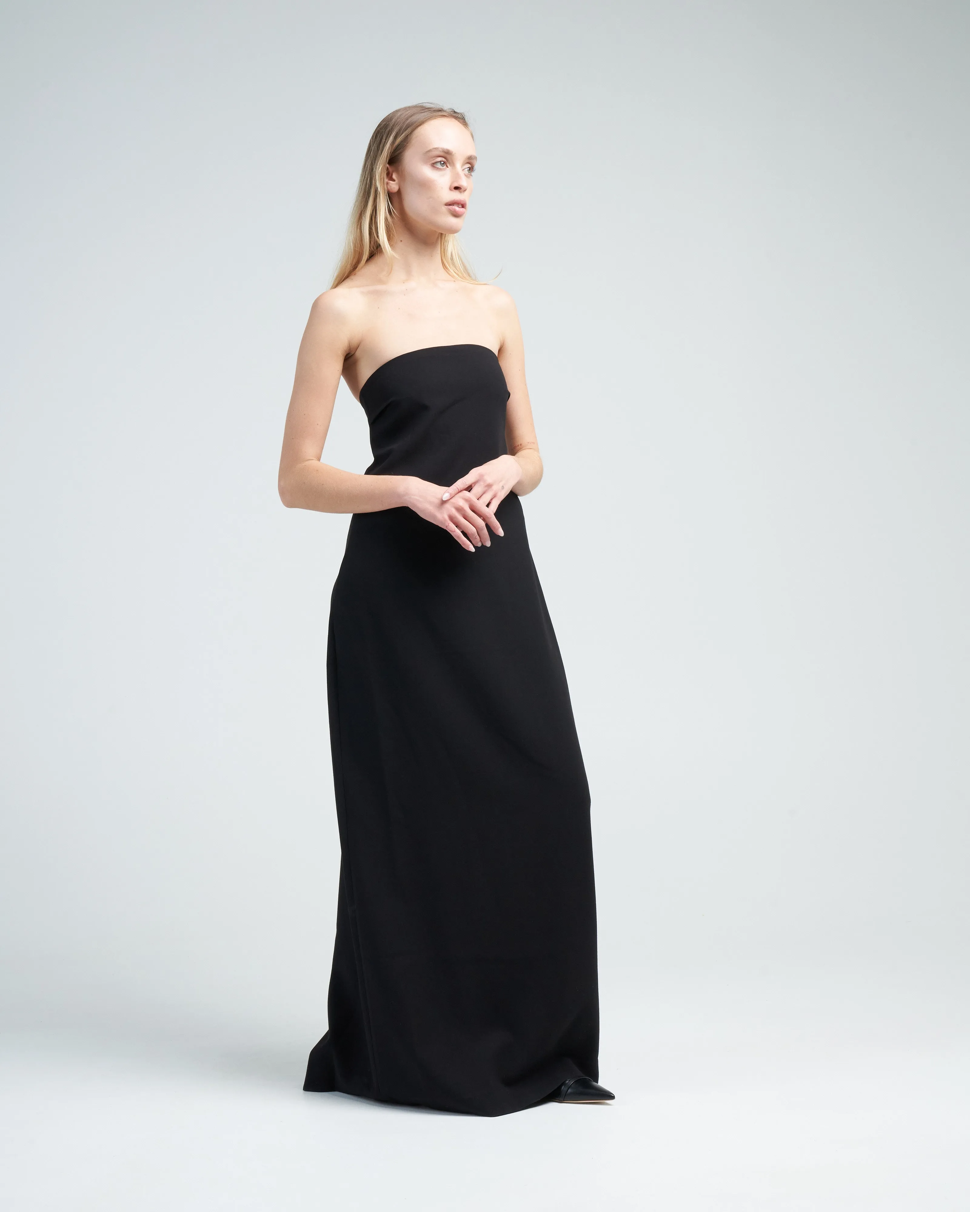petra strapless gown - black