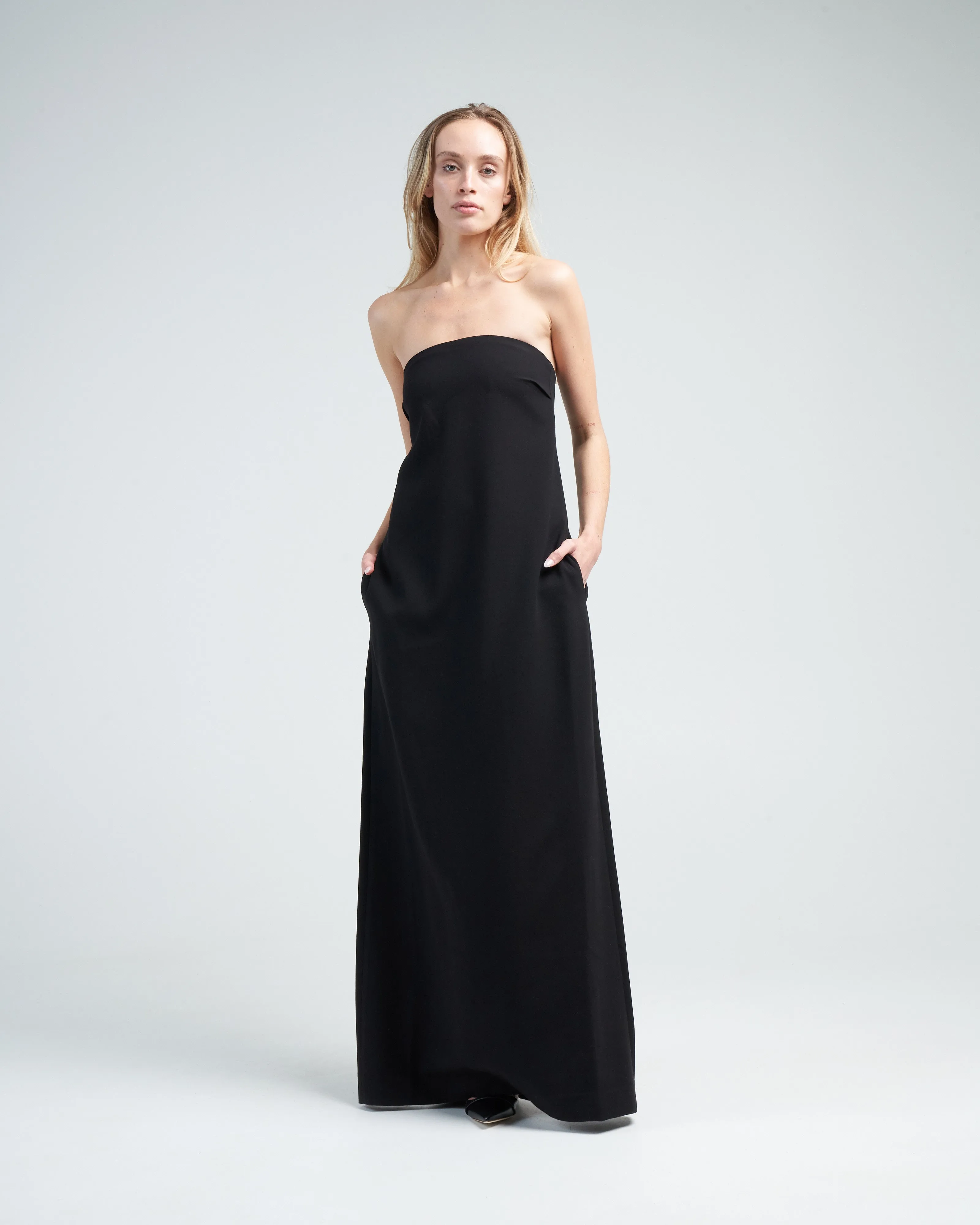 petra strapless gown - black