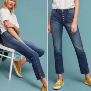 Pilcro &amp; The Letterpress Anthro Relaxed Straight Leg Button Fly Denim Jeans 26