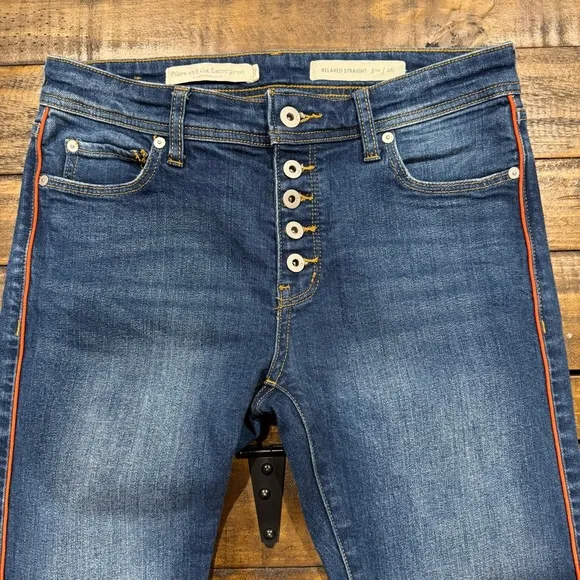 Pilcro &amp; The Letterpress Anthro Relaxed Straight Leg Button Fly Denim Jeans 26