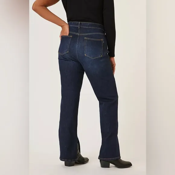 Pilcro Anthropologie The Split Straight Jeans Split Ankle Hem Medium Wash Trendy