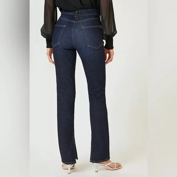 Pilcro Anthropologie The Split Straight Jeans Split Ankle Hem Medium Wash Trendy