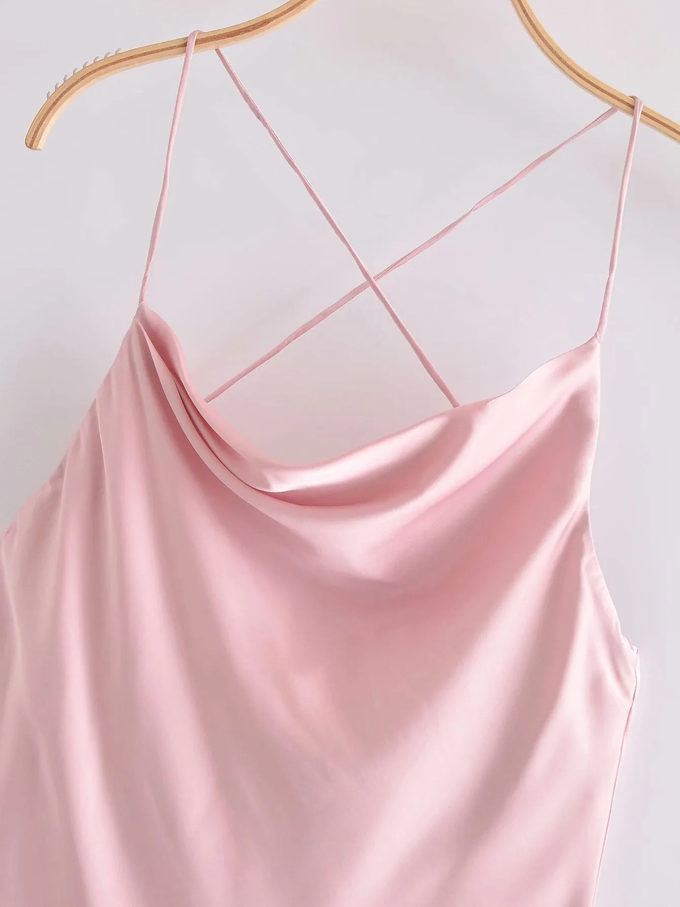 Pink Silk Satin Backless Party Mini Dresses