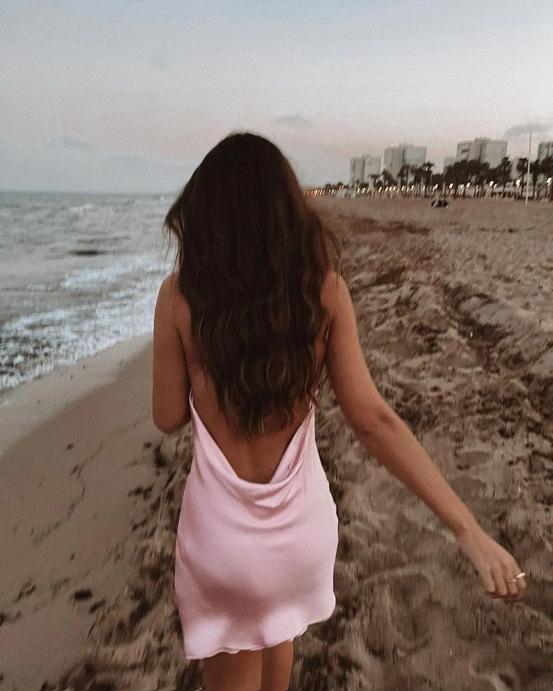 Pink Silk Satin Backless Party Mini Dresses