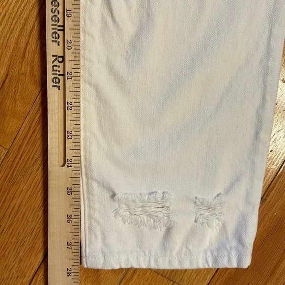 Pistola Denim Straight Leg Sz 26 White High Rise Distressed Tapered Mom Jeans