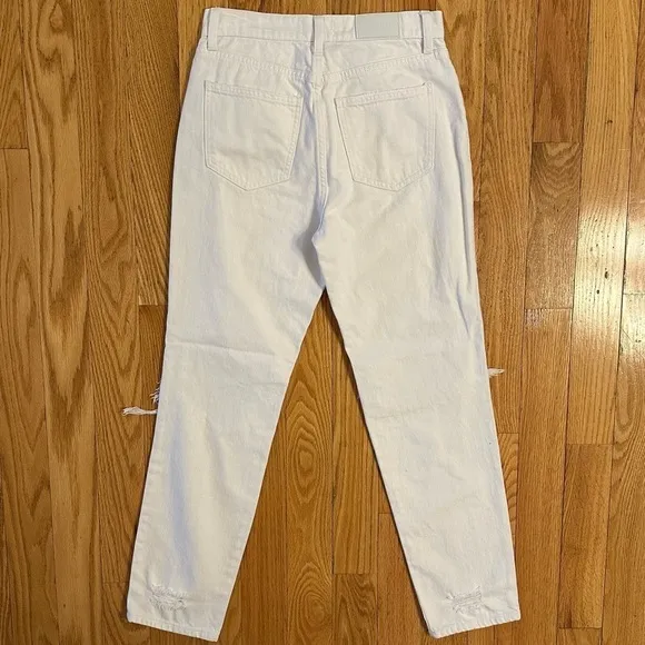 Pistola Denim Straight Leg Sz 26 White High Rise Distressed Tapered Mom Jeans