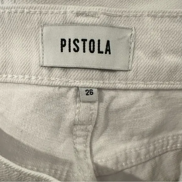 Pistola Denim Straight Leg Sz 26 White High Rise Distressed Tapered Mom Jeans