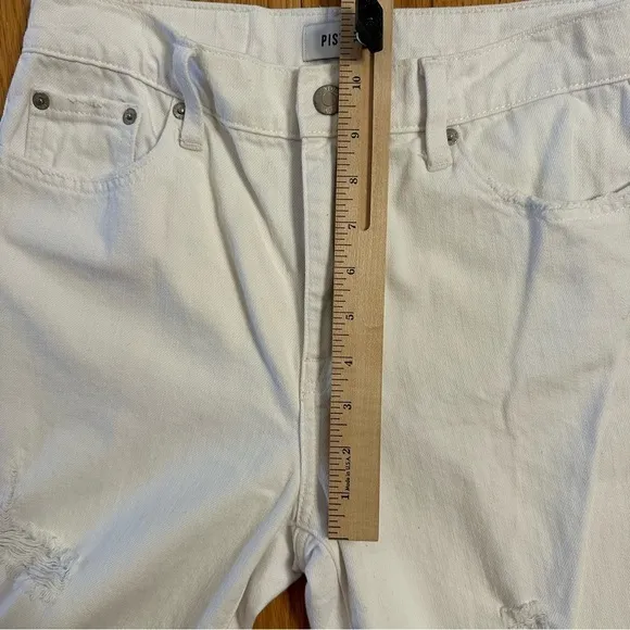 Pistola Denim Straight Leg Sz 26 White High Rise Distressed Tapered Mom Jeans