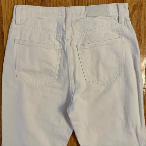 Pistola Denim Straight Leg Sz 26 White High Rise Distressed Tapered Mom Jeans