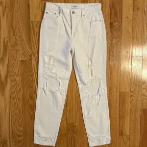 Pistola Denim Straight Leg Sz 26 White High Rise Distressed Tapered Mom Jeans