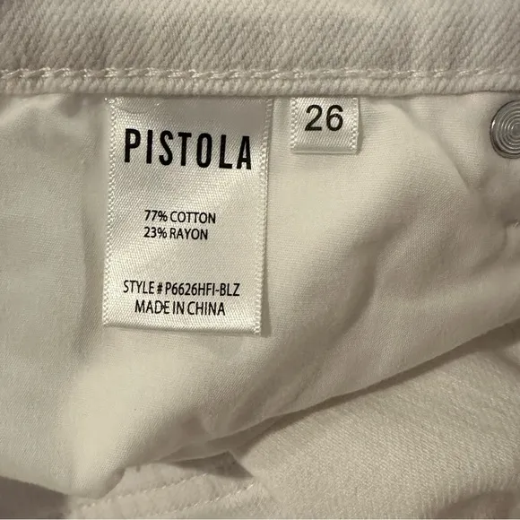 Pistola Denim Straight Leg Sz 26 White High Rise Distressed Tapered Mom Jeans