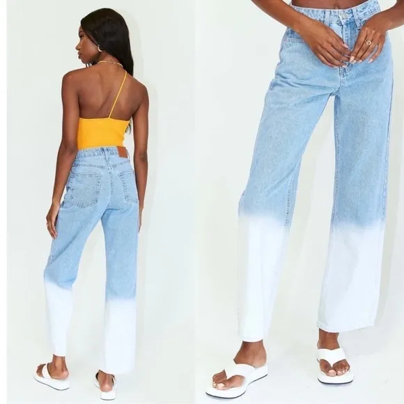 Princess Polly FADE AWAY OMBRÉ STRAIGHT LEG JEANS NWT