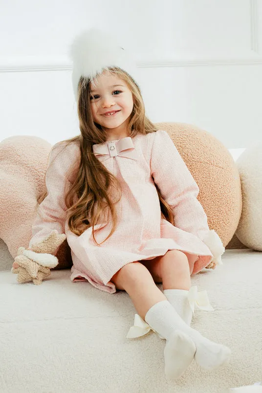 "Ayala" Pink Shimmer Tweed Dress