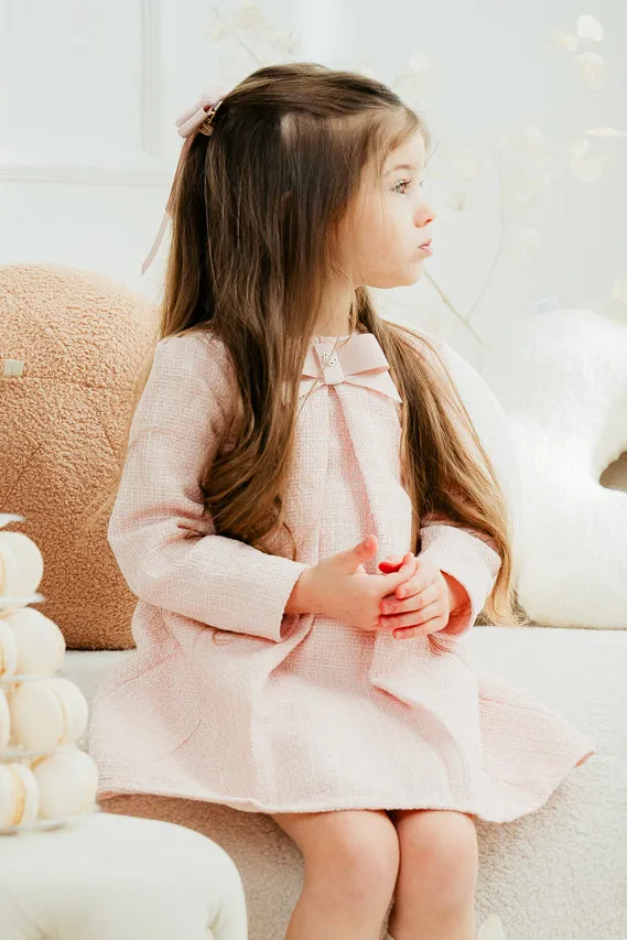 "Ayala" Pink Shimmer Tweed Dress