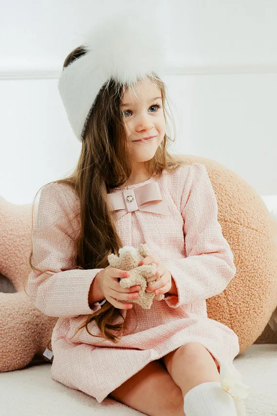 "Ayala" Pink Shimmer Tweed Dress