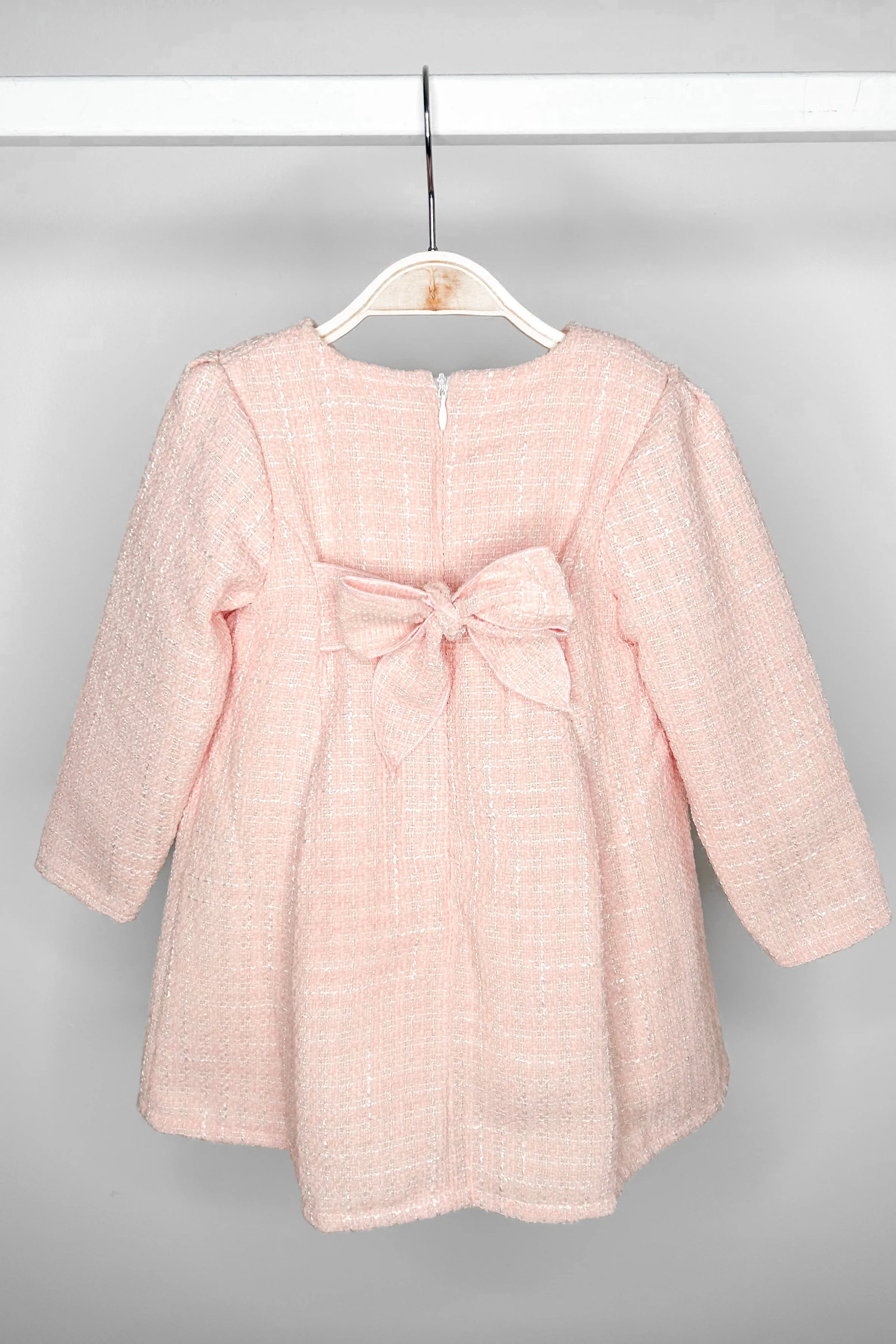 "Ayala" Pink Shimmer Tweed Dress