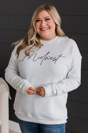 "Midwest" Crew Neck Pullover- Light Heather Grey