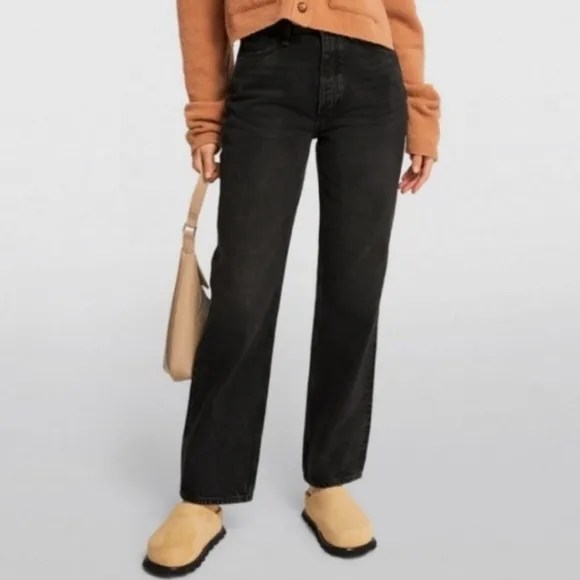 RAG &amp; BONE Alex High Rise Straight Leg Jeans Black Cotton Denim Buttonfly 28