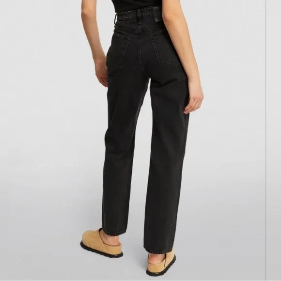 RAG &amp; BONE Alex High Rise Straight Leg Jeans Black Cotton Denim Buttonfly 28
