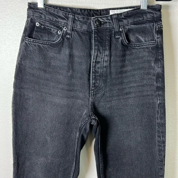 RAG &amp; BONE Alex High Rise Straight Leg Jeans Black Cotton Denim Buttonfly 28