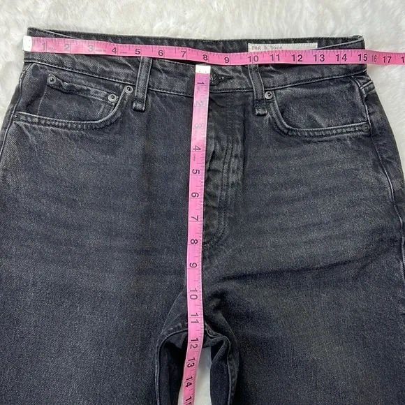 RAG &amp; BONE Alex High Rise Straight Leg Jeans Black Cotton Denim Buttonfly 28