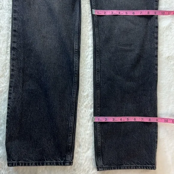 RAG &amp; BONE Alex High Rise Straight Leg Jeans Black Cotton Denim Buttonfly 28