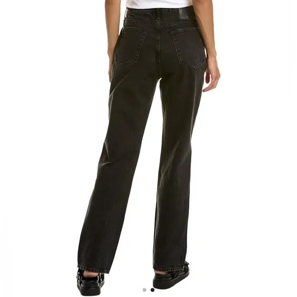 RAG &amp; BONE Alex High Rise Straight Leg Jeans Black Cotton Denim Buttonfly 28