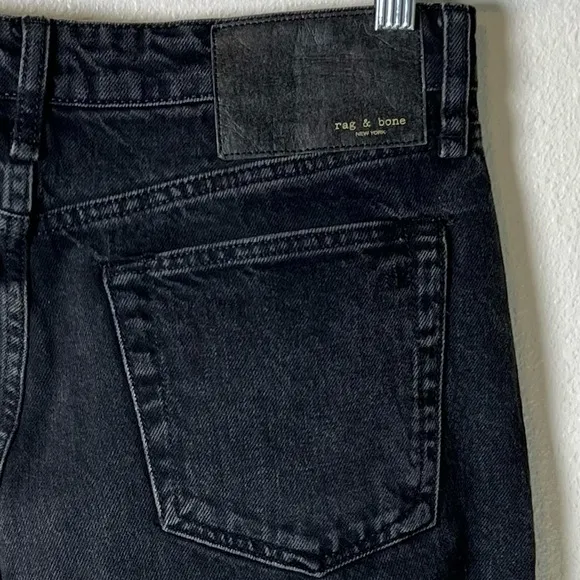 RAG &amp; BONE Alex High Rise Straight Leg Jeans Black Cotton Denim Buttonfly 28