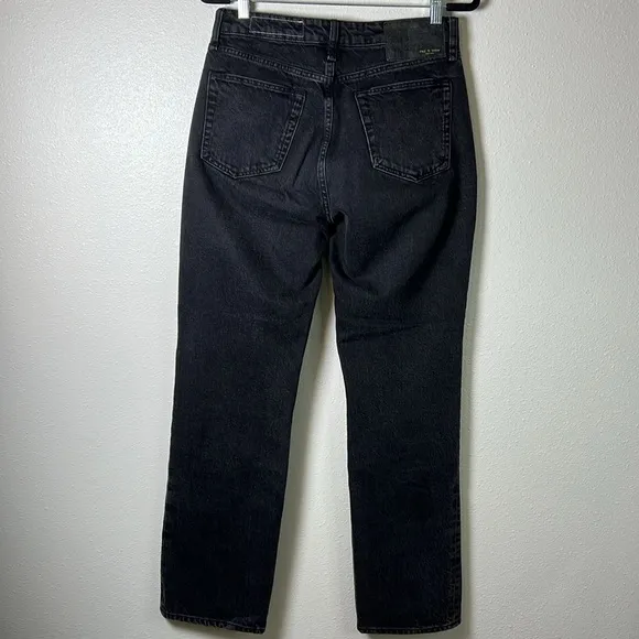 RAG &amp; BONE Alex High Rise Straight Leg Jeans Black Cotton Denim Buttonfly 28