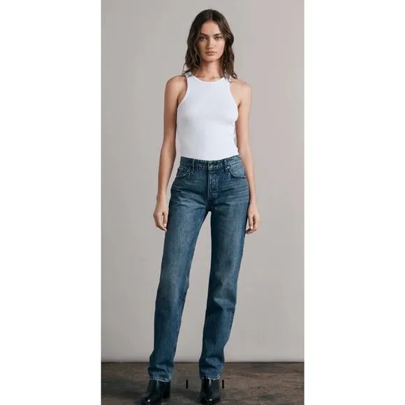 Rag &amp; Bone Peggy Straight Jeans•Women 27•Mid Rise Rigid 100% Cotton Denim Siesta